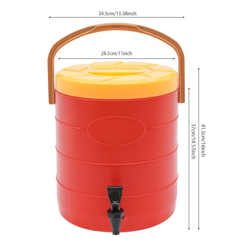 Stainless Steel Beverage Dispenser Insulated Container with Faucet Cooler with Drink Dispensers Cold and Hot Drink Dispenser for Milk Tea, Juice, Coffee 6.6 Gal Capacity (Red) - color: Red, size: 25L