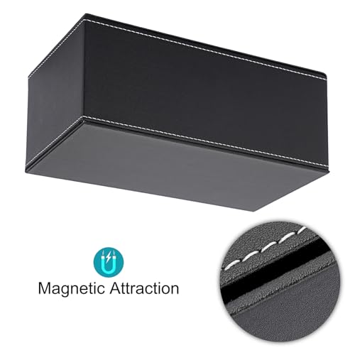 Sumnacon Tissue Box Cover Rectangle,Magnetic Bottom,PU Tissue Box Holder,M - color: Black, size: Medium