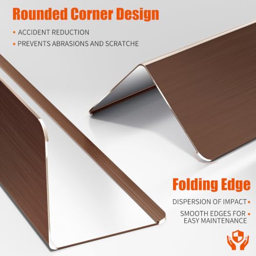 10pcs Wall Corner Guards 2x2x48 Inches 304 Stainless Steel Heavy Duty Rounded Corner Protector, Smooth Folded Edge Design for Wall Protection Copper Red - color: Copper Red, size: 2x2x48 Inches