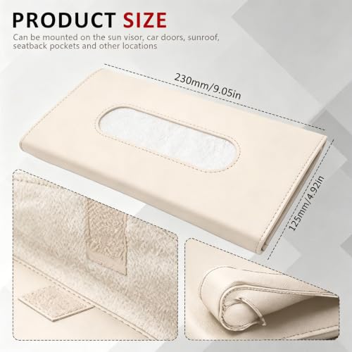 Car Visor Tissue Holder, Car Tissue Organizer, 23 * 12.5cm - color: Beige