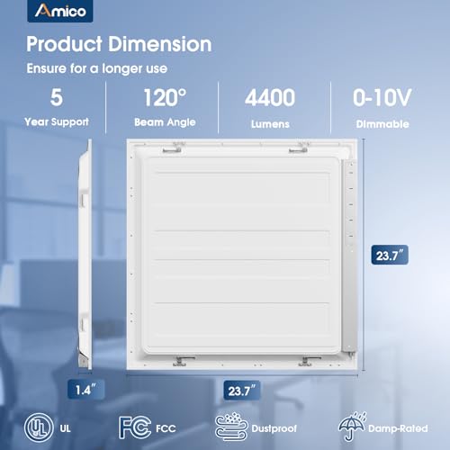 Amico 36 Pack 2x2 LED Flat Panel Light with 3CCT Selectable, 40W, UL/FCC - size: 2x2
