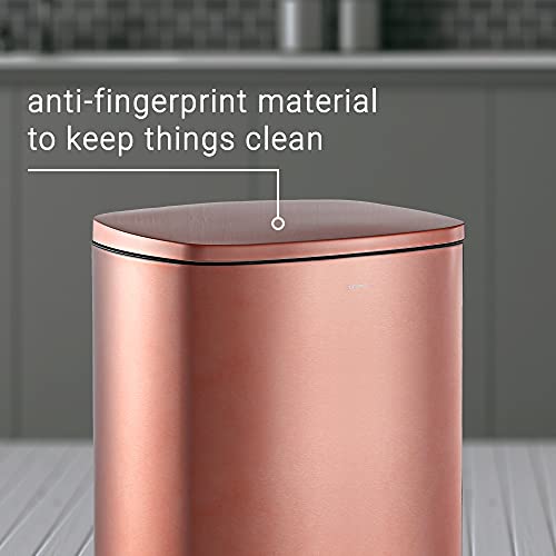 happimess Connor 2-Piece Stainless Steel Trash Can, Rose Gold - color: Rose Gold