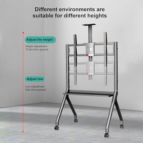 42"-75" Smart Board Stand for Interactive Whiteboard,Mobile Stand for Smart Whiteboard with Lockable Wheels,Smart Board for Classroom Office(Silver)