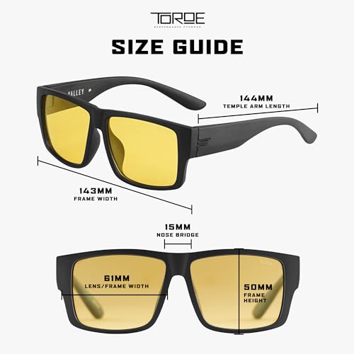 TOROE VALLEY Polarized z87+ Men Sunglasses - color: Matte Black | Black Emblem | Yellow Hd