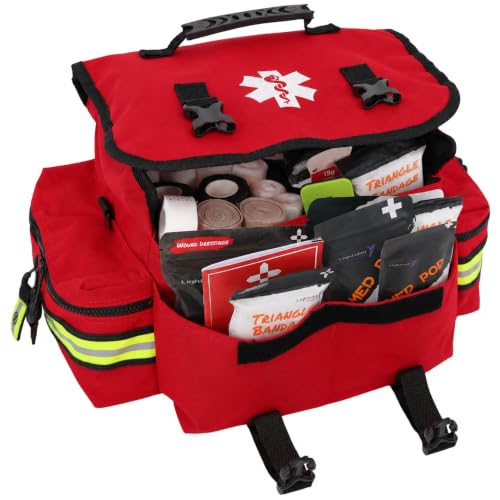 Lightning X Small Medic First Responder EMT Trauma Bag Stocked First Aid Trauma Fill Kit A (Red) - color: Red