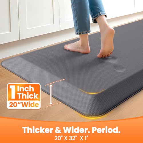 1-Inch Thick Anti-Fatigue Mat for Kitchen and Standing Desk, 20"x32", Grey - color: Grey, size: 32"L x 20"W x 1"Th