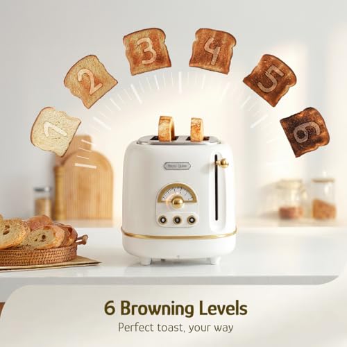 Hazel Quinn 2-Slice Retro Toaster 6 Browning Levels 3 Functions Pearl White - color: Preal White