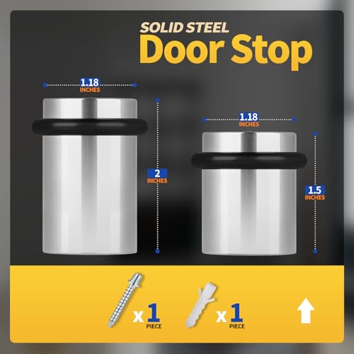 Floor Door Stopper Door Stop-Classy Solid Steel Modern Heavy Duty Door Stoppers -Floor Mount Anchor Screw-Wall Protector for Commercial Door(Stainless Steel Black, 1.5 Inch) - color: Stainless steel Black, size: 1.5 Inch