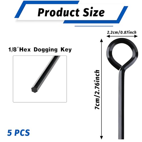 Abeillo 5 Pack 1/8" Allen Wrench, Hex Key for Push Bar Door, Standard Hex Dogging Key with Full Loop, Black Metal Allen Wrenches Keychain Door Keys - size: 1/8in