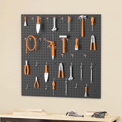 TORACK 4 PCS 16 x16 in Pegboard Panels for Wall, Tool Storage Pegboard - color: Black-1616, size: 32x32 in