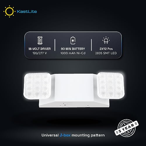 KASTLITE Commercial LED Emergency Light, Square Style, 2-Pack Set - color: WHITE - SQUARE, size: 2 Pack