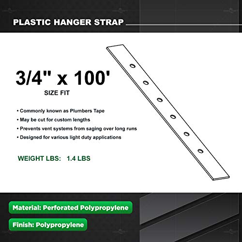 Highcraft QQT-34100 Plastic Strapping, 3/4’’ x 100’ Perforated Roll, 1/8’’ Nail Holes with .75’’ Spacing Grey Polypropylene, 100' - size: 3/4'' x 100'