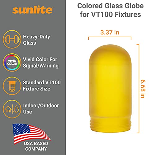 Sunlite 88153 Replacement Glass Globe for VT100/VTA100 Light Fixtures, Frosted Yellow, Heavy Duty Glass, Indoor/Outdoor Use, Surface or Wall Mount Weather Tight Fixtures, Commercial, Industrial Grade - color: Frosted Yellow