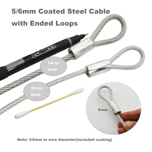 8FT 6mm Stainless Steel Security Cable Lock,Braided Steel Vinyl Coated Safety Cable Luggage Lock,Flexible Steel Cable Security Wire Rope Double Loop,Clear - color: Clear, size: 6mm-8ft(1pcs)