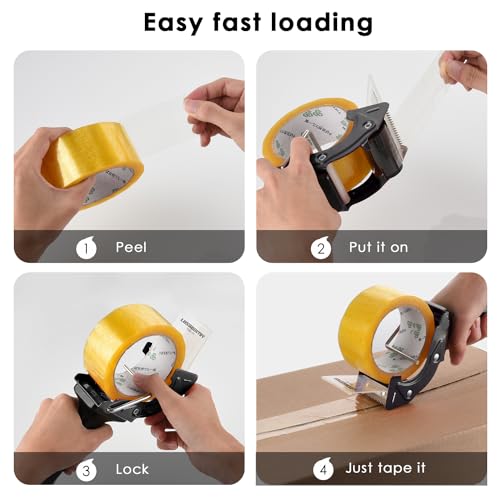 Rapid-Replace Packing Tape Dispenser Gun with Extra Blade, 2IN(50mm) Lightweight Ergonomic Industrial Handheld Heavy Duty Tape Cutter for Carton, Packaging and Box Sealing, Pink
