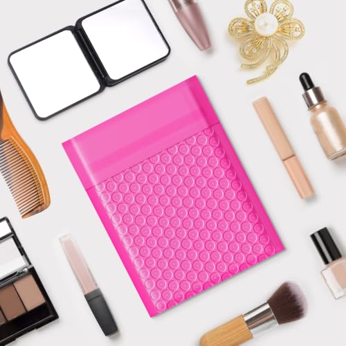 Bubble Mailers 52 Pack 4x8inch Rose Poly Mailers Self-Seal Padded Envelopes Waterproof Bubble Opaque Padded Mailers Shipping Bags for Businesses to Pack and Mail Jewelry Cosmetics - size: 4x8-52pack