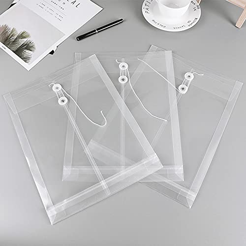 Letter Size Clear Poly Envelopes with String Closure 10 Pack, EGOSKY Plastic Envelope Folders with Top Opening - size: 10pcs Verticlal
