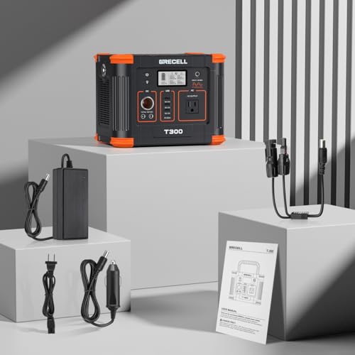 GRECELL Portable Power Station 330W (Peak 600W) 288.6Wh Solar Generator - color: Dark Orange