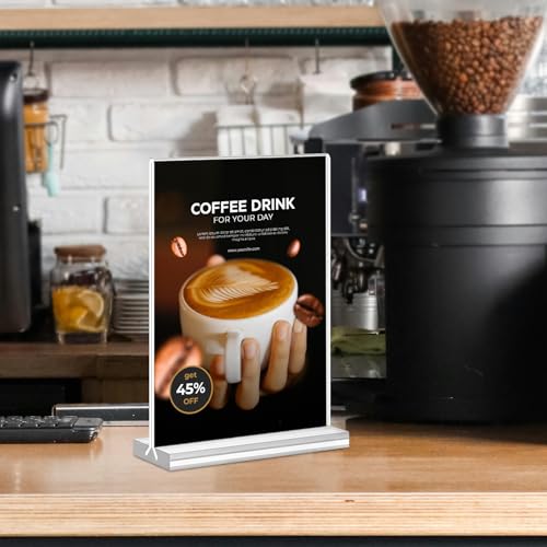 Acrylic Sign Holder 5x7, 11 Pack Clear TableTop Sign Holder-Sided, Plastic Flyer Display Holder with Vertical Base, Clear Flyer Stand Menu Table Display Holders for Restaurants Office Store Show Fair - color: Vertical 11 Pack 5x7
