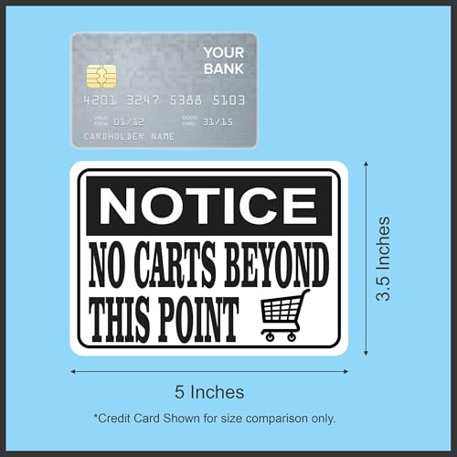 StickerTalk Shopping Cart Notice No Carts Beyond This Point Vinyl Sticker, 5 inches by 3.5 inches