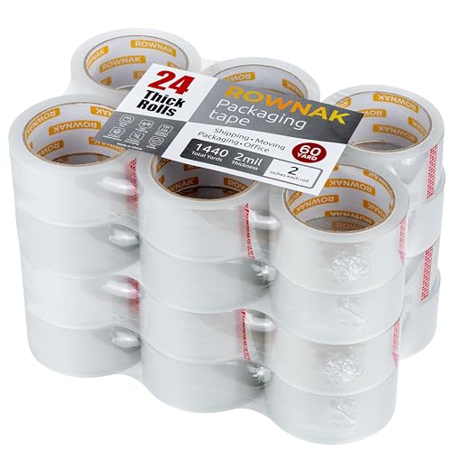 Clear Packing Tape 24 Rolls - Heavy Duty Packaging Tape 2.0mil Thick, 2.0 in. Wide x 60 Yards - Strong Adhesive, Silent, Reliable Package Tape for Home Office Shipping Moving Sealing - size: 24rolls/ 2.0mil/ 60yard