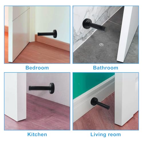 Jiozermi Black Door Stopper, 10 Pcs, Heavy Duty Wall Mounted - color: Black