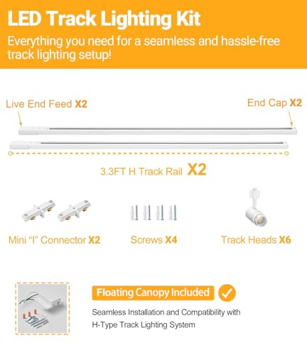 5 Color Zoomable 6-Light LED Track Lighting Kit, Dimmable 12W White - color: White, size: 6 Lights