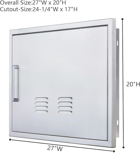 Outdoor Kitchen Doors, 27x20 Inch 304 Stainless Steel BBQ Access Door with Vent, Double Steel Doors for Outdoor Grill Island - size: 27W x 20H- Right