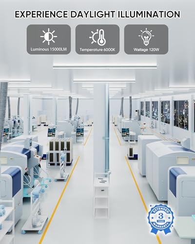 8FT 10 Pack LED Shop Lights, 120W 15000LM 6000K Garage Lighting - size: 15000LM-10Pack