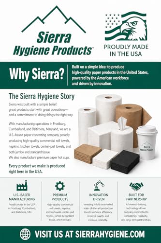 Sierra Hygiene 2-Ply Jumbo Toilet Paper, 3.5"x720', 12 Rolls, USA