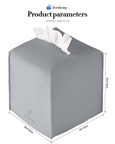 Tissue Box Cover, Jeethemy Square PU Leather Tissue Box Holder, Modern Tissue Case Facial Paper Organizer Dispenser,5X5X5'',Single Grey - color: Single Grey
