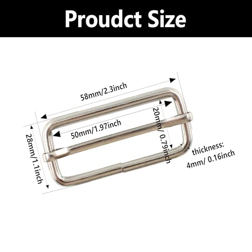 pson 12PCS 2Inch Metal Tri-Glide Slide Buckles, Rectangle Adjustable Webbing Slider for Purse, Fasteners, Strap, Backpack, Gym Bag, Leather craft Bag(Silver) - color: Silver