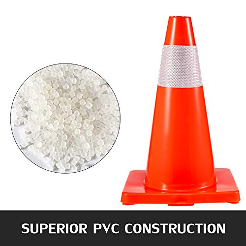 VEVOR 20Pack 18" Traffic Cones, Safety Road Parking Cones PVC Base, Orange Traffic Cone with Reflective Collars, Hazard Construction Cones for Home Traffic Parking - size: 18"(20Cones)
