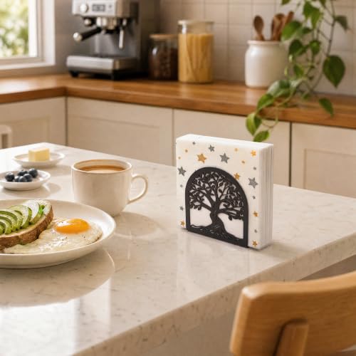 Napkin Holder for Table, Tree of Life Metal Napkin Dispenser, Black - color: Black