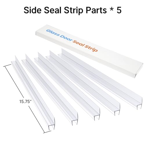 AmazerBath 5 PCS Shower Door Side Seal Strip for 1/2 Inch Glass - 15.75 Inches x 5, 5 Sections Segmented Shower Installation Kit, Frameless Glass Door Seal Strip - style: Side Seal 1/2