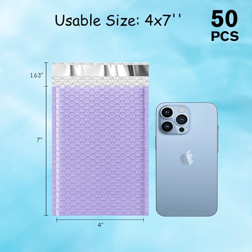 Thank You Bubble Mailers 4x8'' 50 Pack, Self Sealing Padded Envelopes, Strong Adhesion Bubble Envelopes, Waterproof Mailing Envelopes, Cushioning Shipping Envelopes - Purple - color: Thank You Purple, size: 4x8" 50Pcs