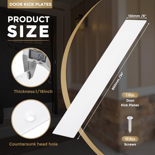 uxcell Door Kick Plate,6 x 34 Inches Kick Plate Door Plate,White-1 Pack - color: White, size: 6 x 34 Inch