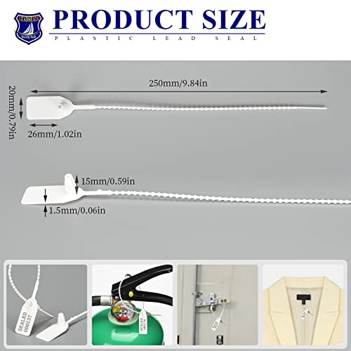 1000 Numbered Plastic Tamper Seals, Zip Ties for Fire Extinguishers Pull Tite Security Tags Disposable Self-Locking Signage - Label Tie 250mm Length (1000 PCS, White) - color: White, size: 1000 PCS