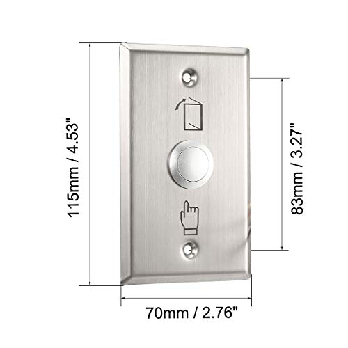 uxcell Door Release Button Push to Exit Resettable NO/NC/COM Switch for Access Control Panel 115mmx70mm 36V 3A Stainless Steel