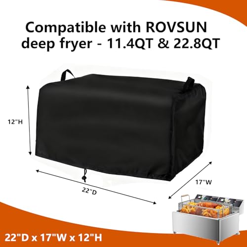 Cover Compatible with ROVSUN Commercial Deep Fryers 11.4QT &22.8QT - size: For ROVSUN: 22"D x 17"W x 12"H