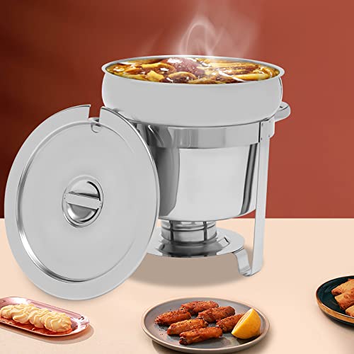 11.62QT Soup Chafer, Stainless Steel Round Soup Warmer with Lid & Fuel Holder, Commercial Soup Pot Chafing Dishes for Catering, Parties, Buffet, Banquets, Events - color: Silver, size: 11.62Qt