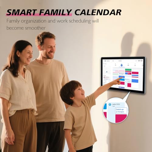15.6 to 27 inch Touchscreen Digital Calendar & Wall Planners, Smart Whiteboard Calendar for Chore Chart & Work Schedule, Built in Speakers and Camera, Include Wall Mount & Desk Stand (18.5-inch) - size: 18.5-inch