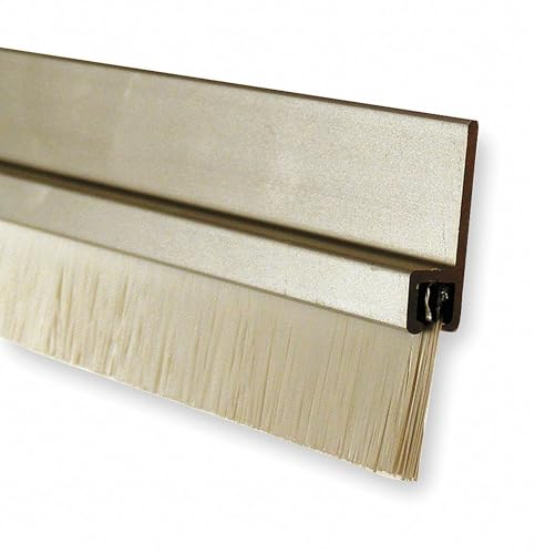 Pemko - 18062CNB36 Brush Door Bottom Sweep, Clear Anodized Aluminum with 0.625" Gray Nylon Brush insert, 0.25" width, 1.25" Height, 36" Length