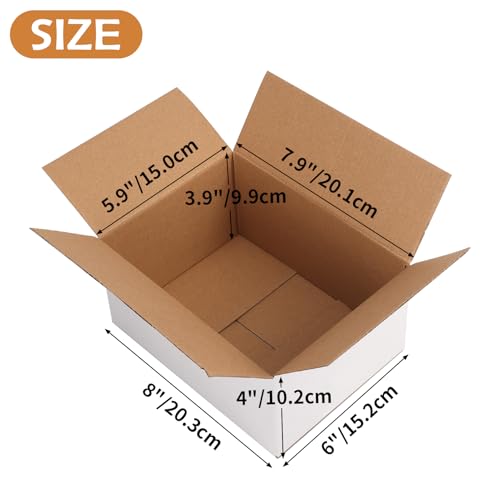 8x6x4 inch Cardboard Shipping Boxes, Set of 30 Gift Boxes, White - size: 8x6x4 inch 30 Pack