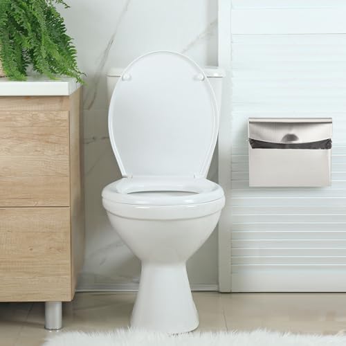 Tioncy 1 Pack Sanitary Napkin Disposal Receptacle with Feminine Hygiene Disposal Bag Stainless Steel Tampon Bin Trash Can Wall Mounted Waste Tampon Holder Feminine Hygiene Container (Silver) - color: Silver