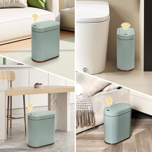ELPHECO Motion Sensor Bathroom Trash Can with Lid 2 Gal Automatic Trash Can - color: Sage Green
