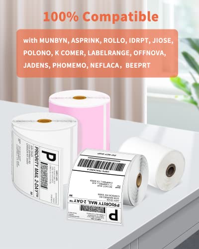 100 PCS 4x6 Thermal Label Roll - White 4"x6" Labels Shipping Supplies Labels for Thermal Label Printer - Permanent Adhesive Thermal Shipping Label for Shipping Packages - Water/Oilproof Mailing Labels - color: White-100