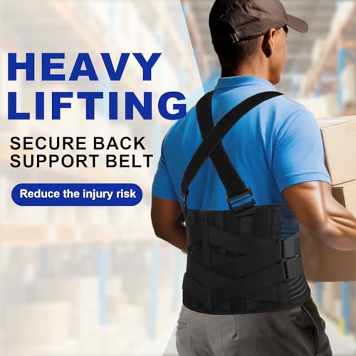 Plus Size Lower Back Brace with Shoulder Straps,Work,Heavy Lifting, 3XL/4XL - style: 3XL/4XL(51.2"- 59.8")