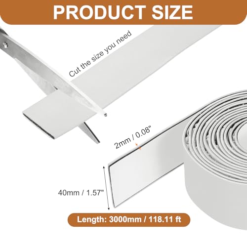 Smoke Fire Seal Strip 9.8Ft 40mm/1.57" Wx 2mm/0.08" T White - color: White, size: 9.8FT x 40mm / 1.57" W x 2mm / 0.08" T