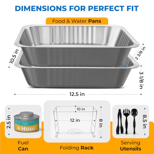 Disposable Chafing Dish Buffet Set, 6 Pack Half Size 10 x 12 Inch Food Pans
